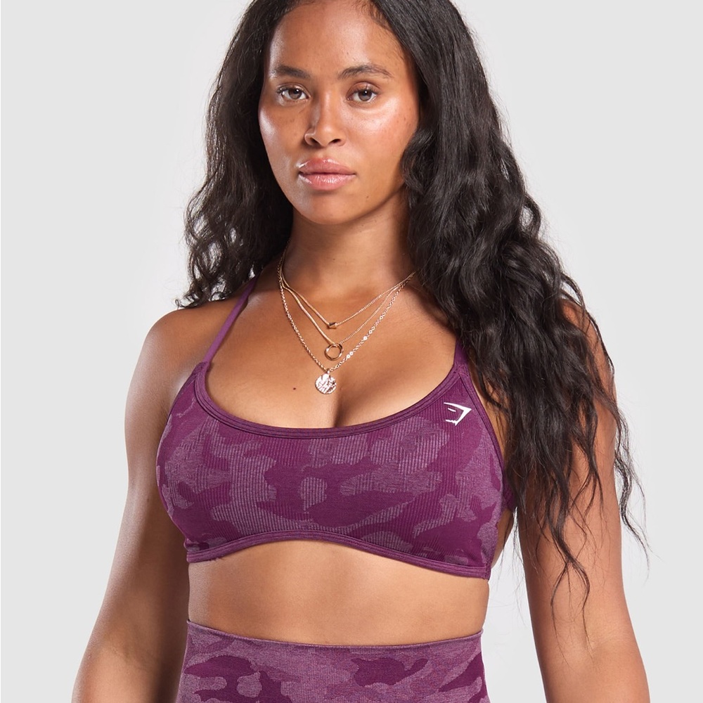 Gymshark Adapt Camo Cross Back Sports Bra - Magenta Purple/ Soft Purple - Small